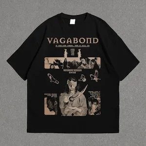 Фото Винтажная рубашка Vagabond манга Merch Takezo, футболка самурая, Винтажный дизайн, унисекс №5
