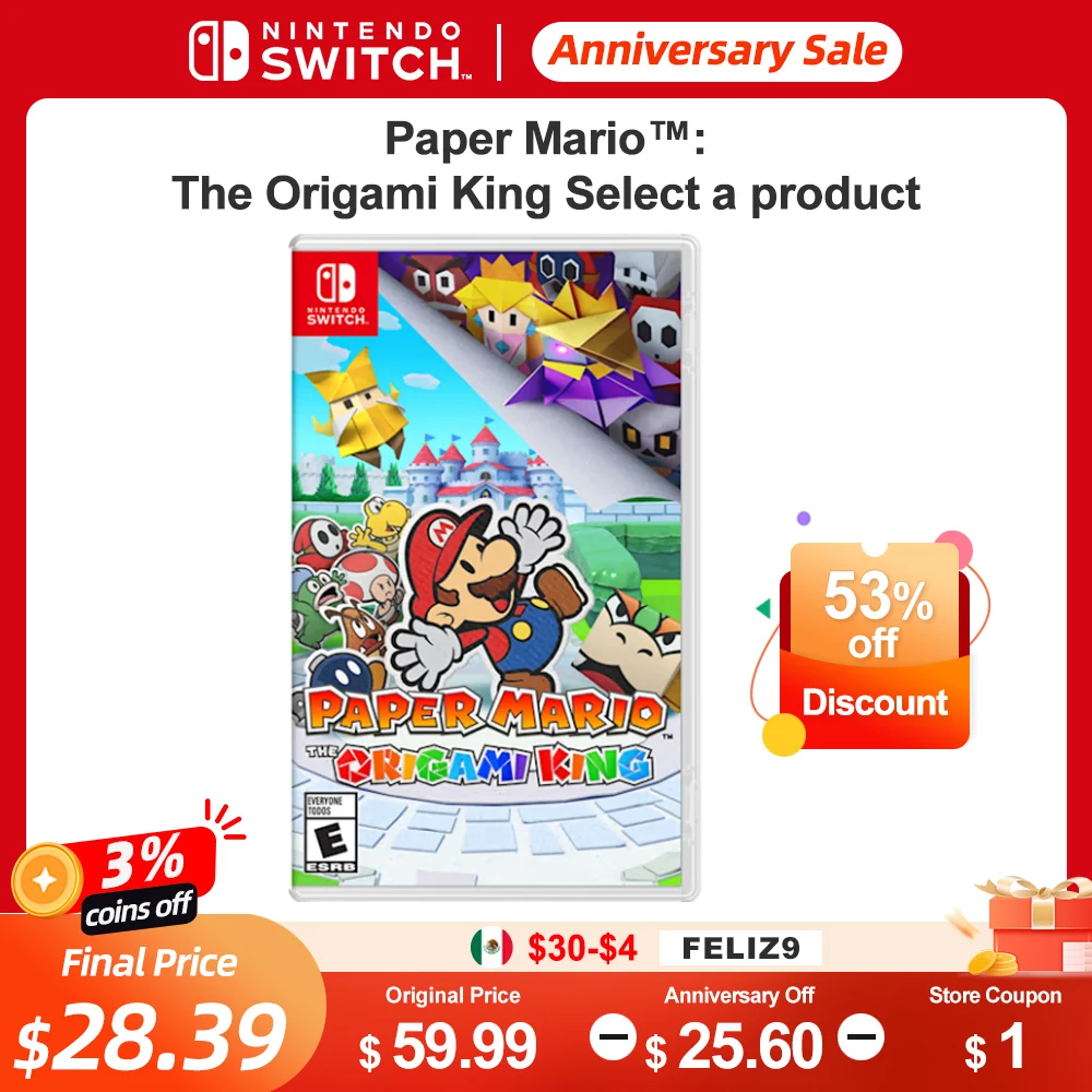 Paper Mario: The Origami King Nintendo Switch игры Deals 100% новая карта физической игры с поддержкой 1 игрока для Nintendo Switch