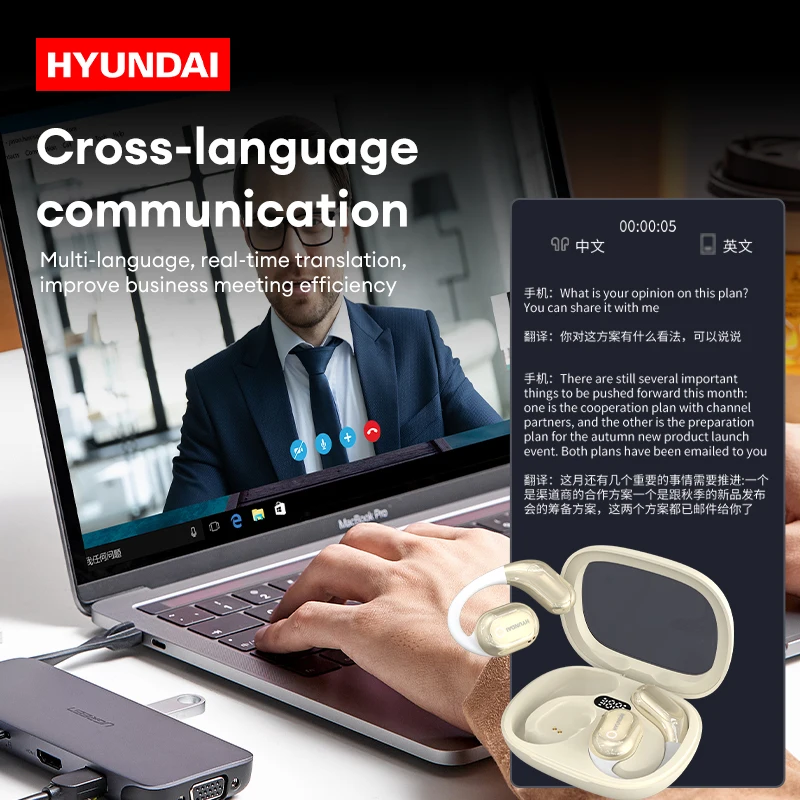AI HYUNDAI HY-Y16 OWS Беспроводные Bluetooth v5.4 Наушники Двойной режим HIFI Стереонаушники для игр Длительное время автономной работы