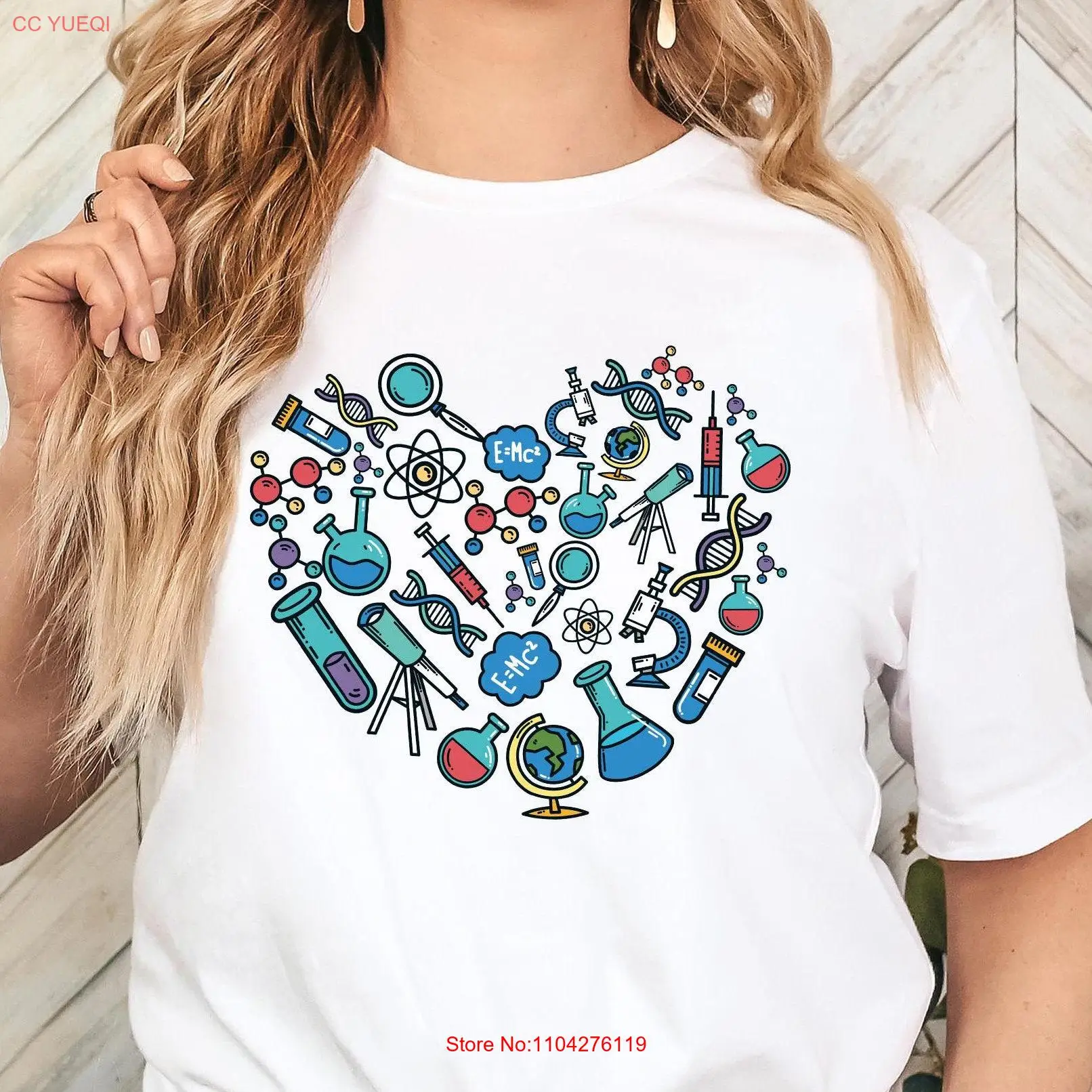 Футболка Science HearT Love Teacher March Women в STEM с длинными или короткими рукавами