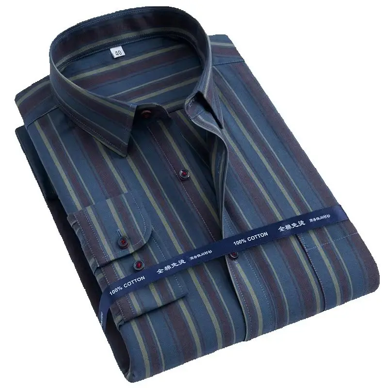 Фото S~11XL Подходит для 160 кг 100 Хлопковая рубашка с длинным рукавом для мужчин Рубашка с длинным рукавом размера плюс Оксфордская клетчатая полоска Мужские рубашки Большие и высокие №2
