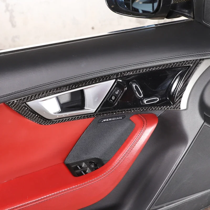 Для Jaguar F-TYPE F Тип 2013-2022 Мягкое углеродное волокно Интерьер автомобиля Ручка Рамка Крышка Наклейка Автомобильные аксессуары Интерьер
