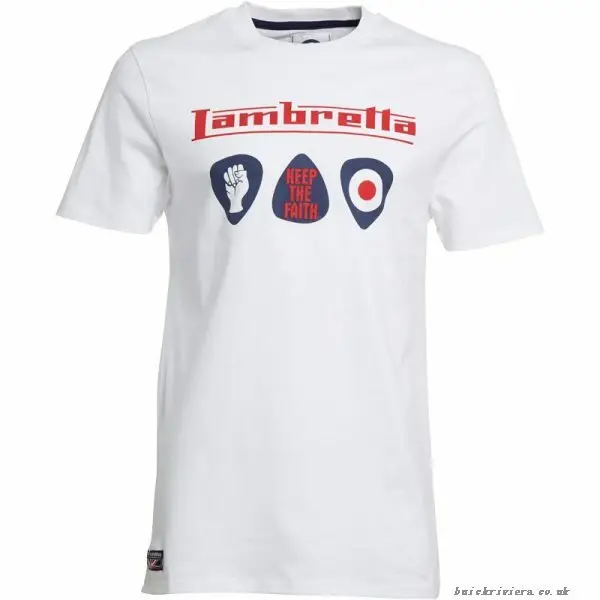 3XL Футболка Lambretta White Plectrum XXXL Keep The Faith с принтом CM2456 Mod Ska