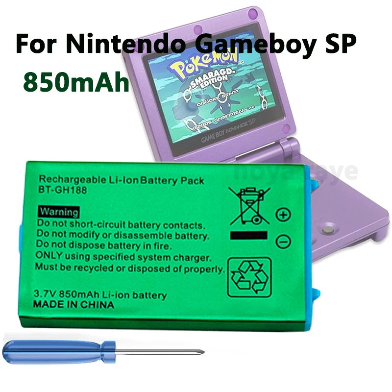 5/8/10 шт. GBA SP сменная батарея 850 мАч литий-ионная аккумуляторная батарея, совместимая с батареей Nintendo Gameboy Advance SP