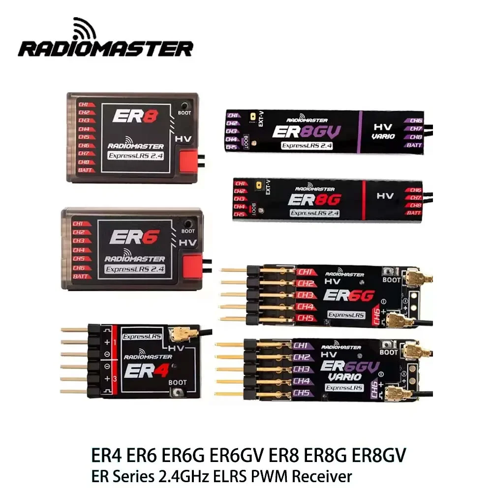 Фото RadioMaster ER4/ER6/ER8 Series 2,4 ГГц ЭкспрессЛРС (ELRS) ШИМ-приемник — 4 канала/6 канала/8 каналов для радиоуправляемых моделей и дронов FPV №2