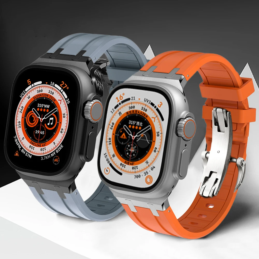 Ремешок спортивный для Apple Watch Ultra 49 мм Series 8 7 45 мм, силиконовый мужской резиновый браслет для iwatch 8 6 5 4 SE 44 мм 42 мм, AP