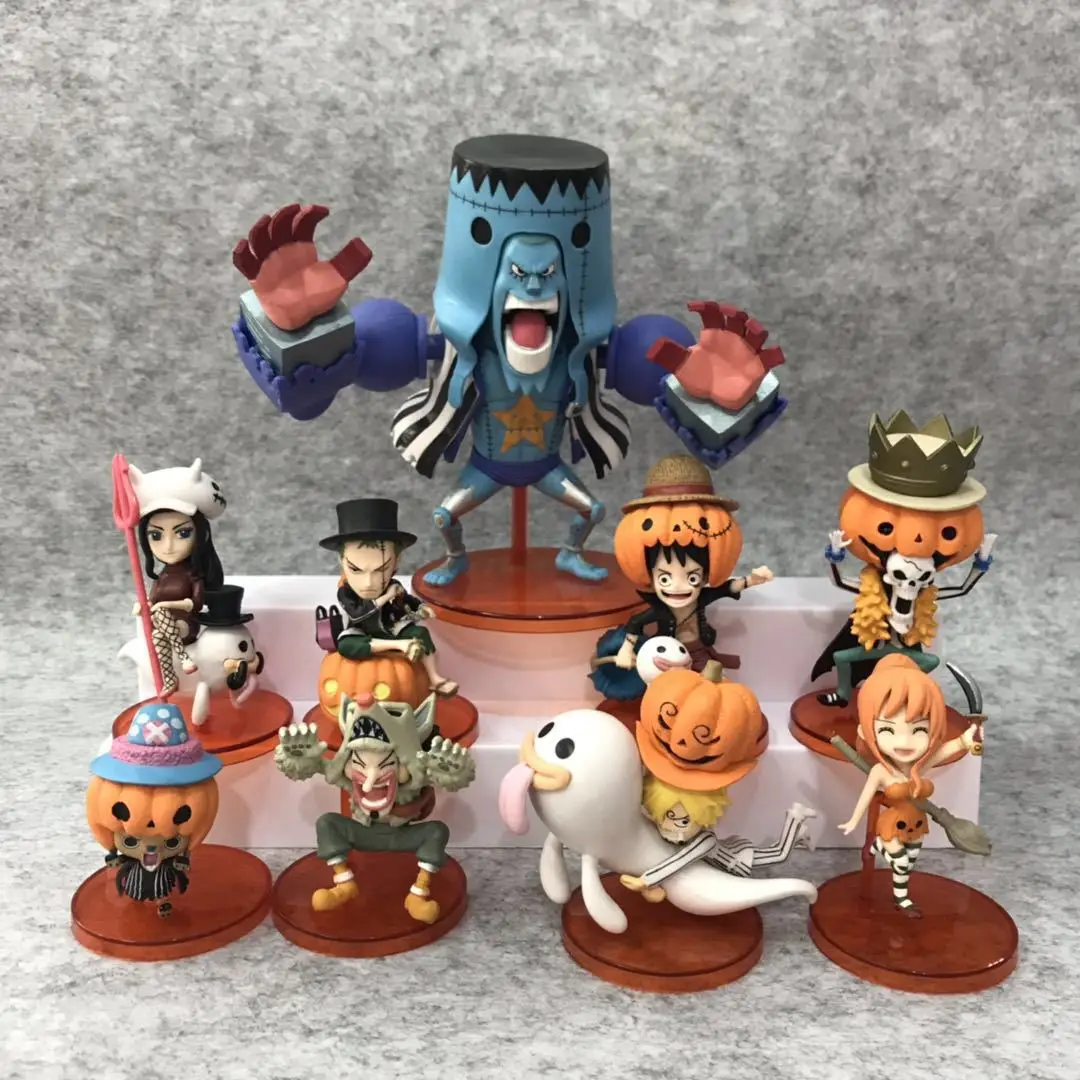 9 шт./компл. Аниме One Piece WFC Хэллоуин Луффи сандзи Чоппер Нами Тыква Clollectible экшн-Фигурки игрушки