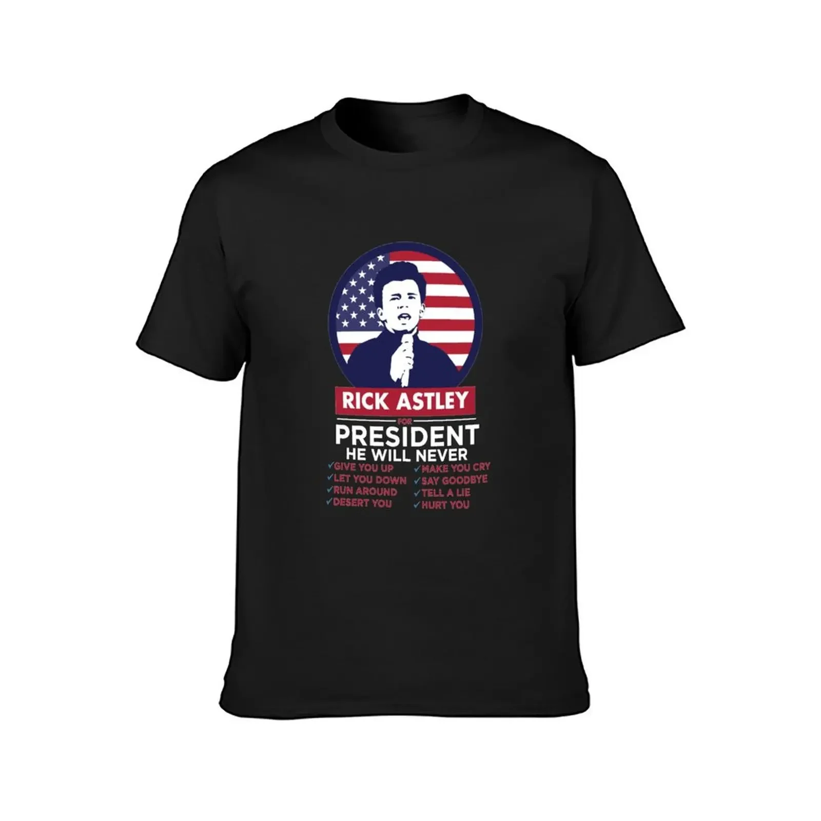 Фото Футболка RICK ASTLEY FOR PRESIDENT, PRESIDENT RICK ASTLEY, одежда больших размеров, хлопковые мужские футболки, футболка с аниме, мужская одежда №2