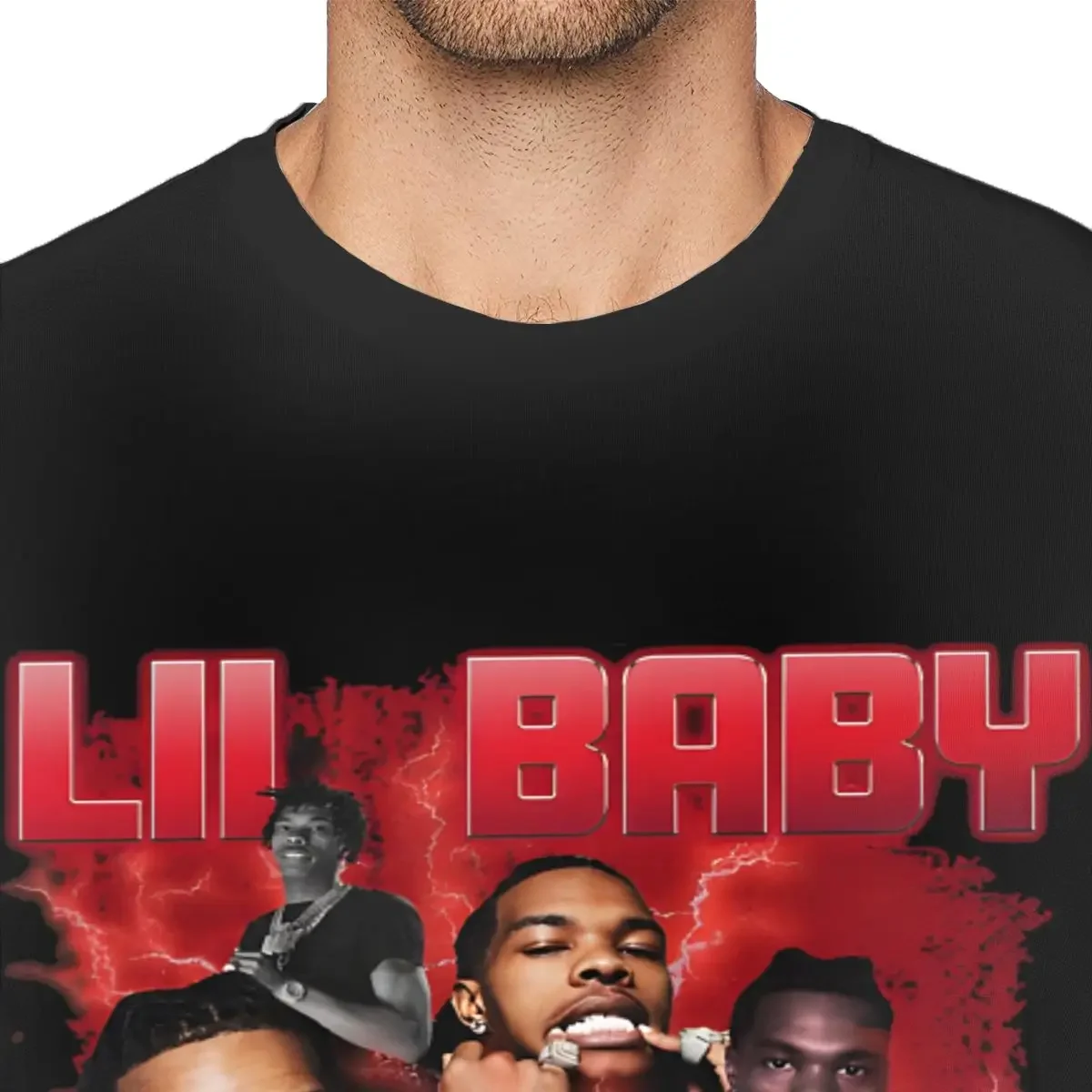 Футболка Lil Baby в винтажном стиле мужская, футболка с коротким рукавом и круглым вырезом, с принтом, из чистого хлопка (art.: 3920c81cda52e) - 3920c81cda52e