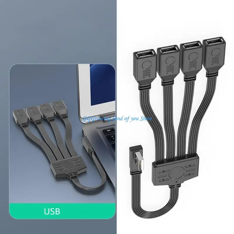 H9EB 4 в 1 USB2.0 Кабель сплиттера USB Power Splitter Cable USB2.0 Мужчина до 4 USB -женского кабеля.