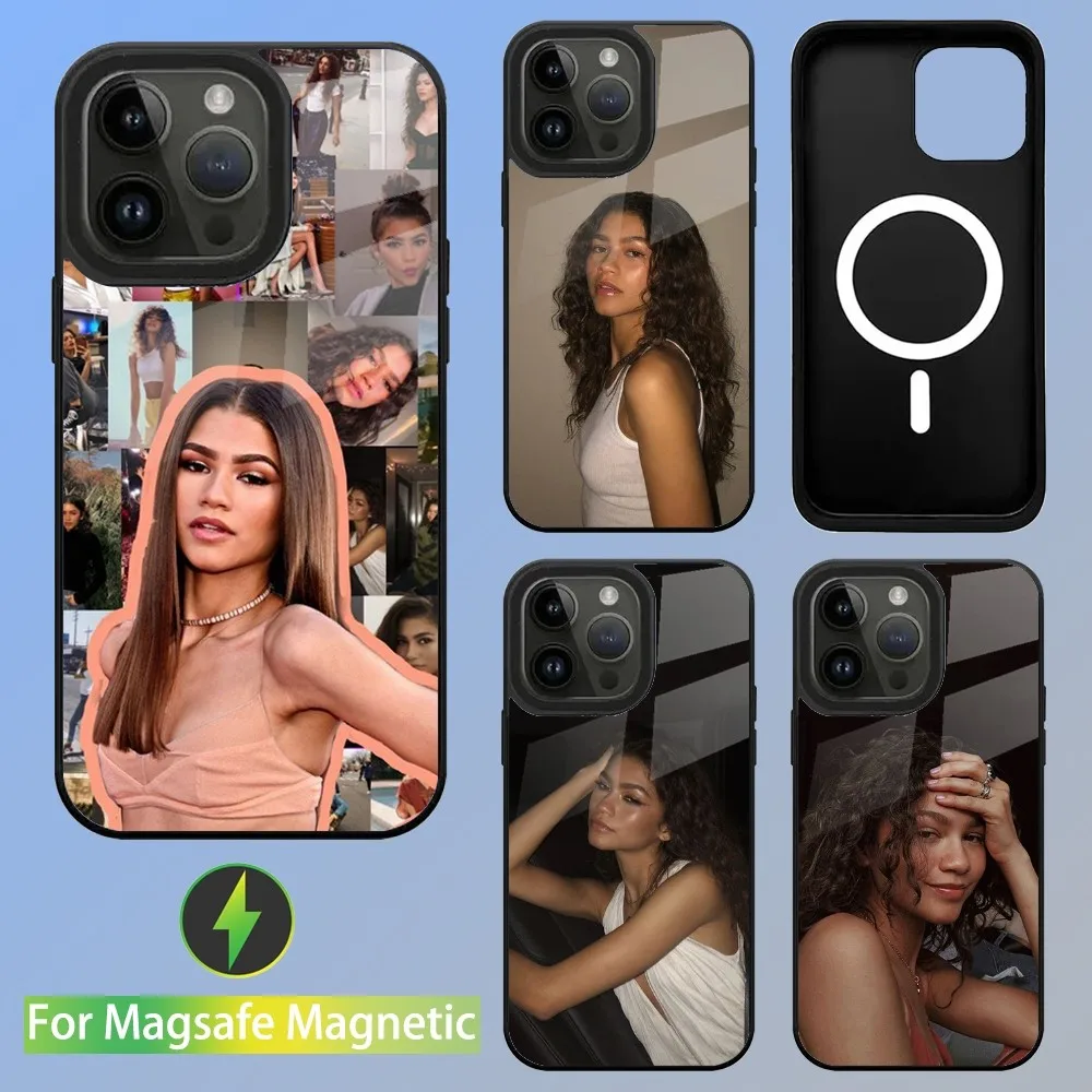Чехол для телефона Z-zendaya Actress для iPhone 15,14,13,12,11, Plus, Pro, Max Mini Magsafe с магнитной беспроводной зарядкой