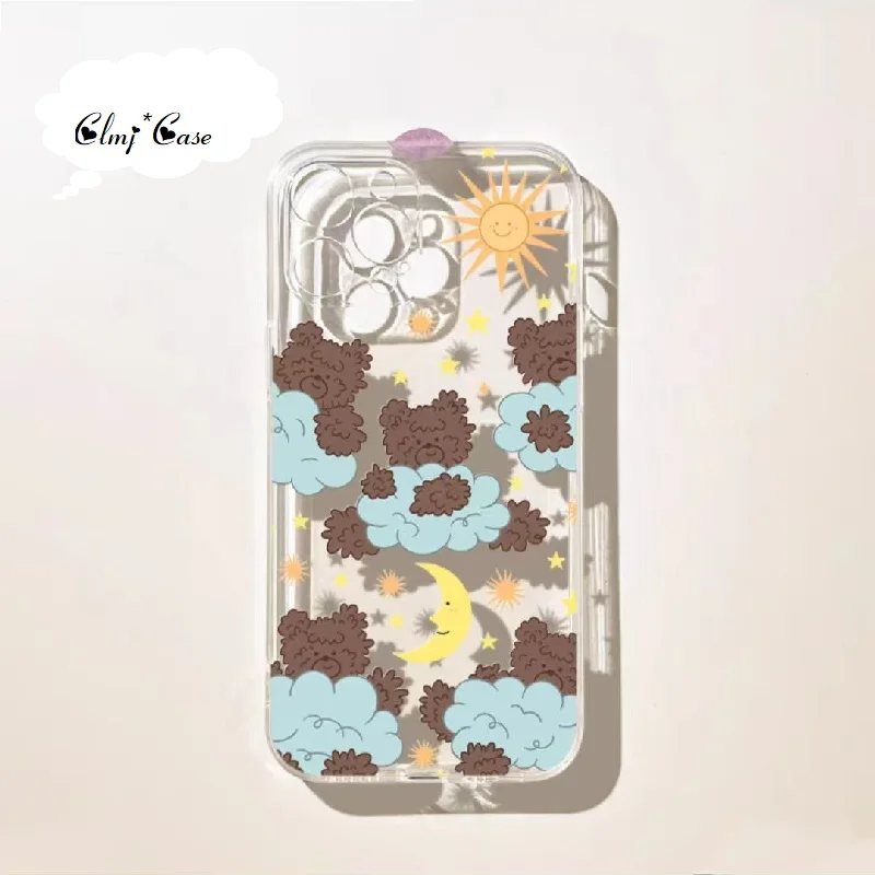 Clmj INS милый медведь облако чехол для телефона iPhone 11 13 12 Mini 14 Pro XR X XS Max Se 2020 7 8 Plus Мягкий силиконовый защитный чехол