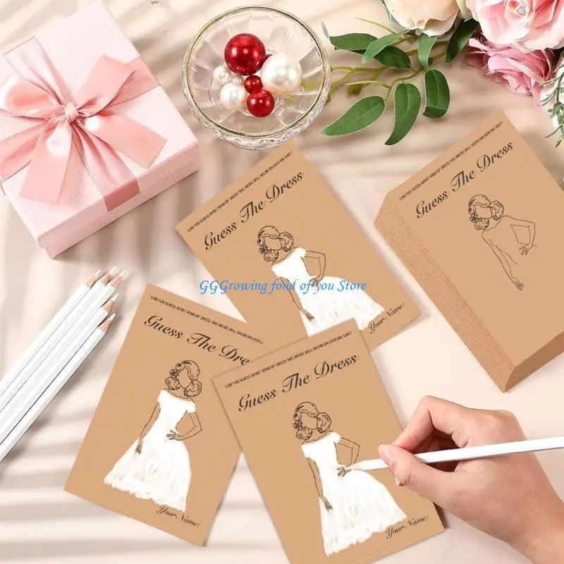 H9EB 1 SET Bridal Shower Games с карандашом угадает платье свадебного душа