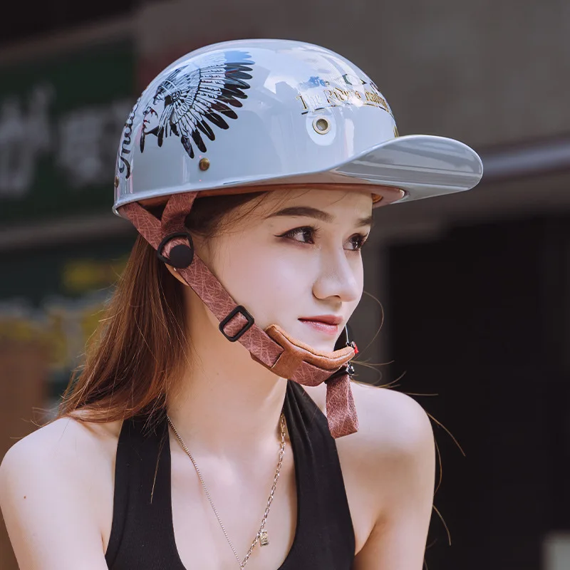 Мотоциклетный шлем Casco, винтажный шлем для скутера, с открытым лицом и двигателем безопасности