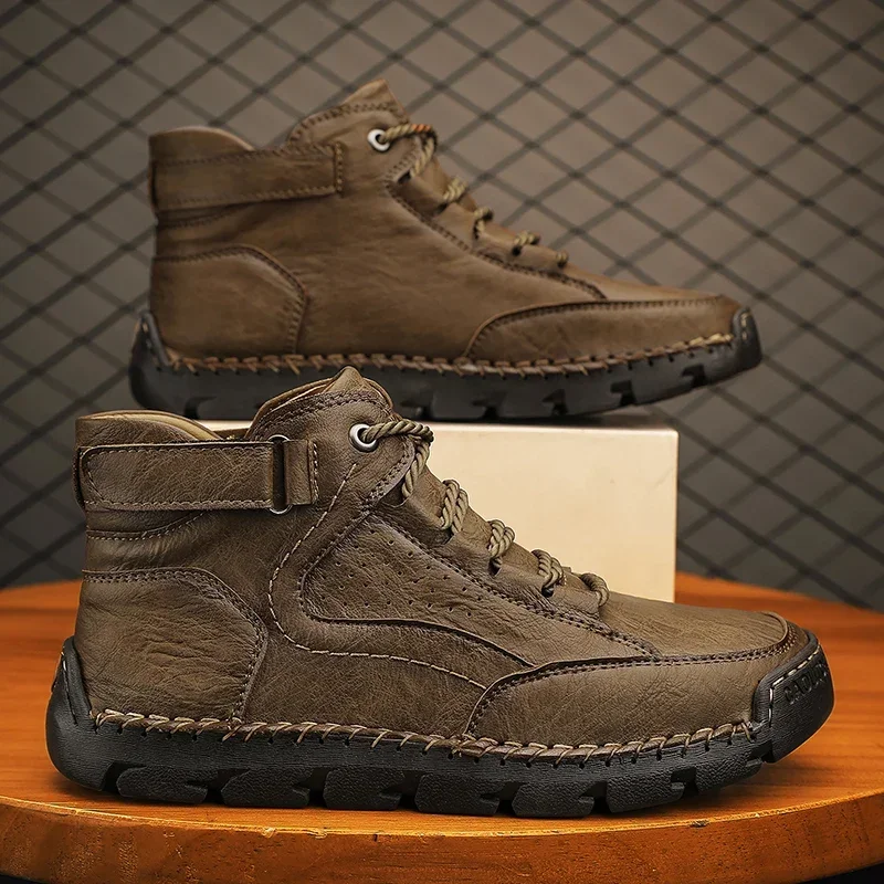 2024, четырехсезонные мужские кожаные ботинки Doc Martens больших размеров, флисовые высокие рабочие зимние ботинки в британском стиле
