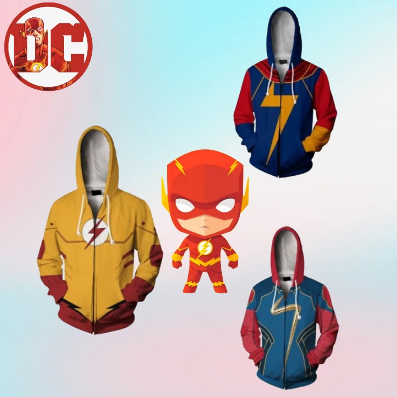 DC The Flash новый креативный аниме мультфильм с принтом Хэллоуин косплей костюм стильная и удобная куртка с капюшоном