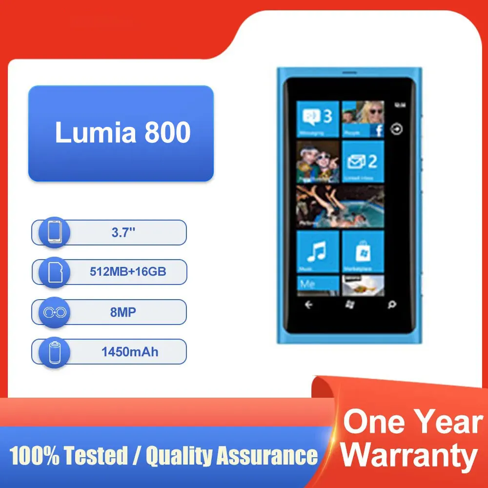 Оригинальный разблокированный мобильный телефон Lumia 800 с одной SIM-картой, 16 ГБ ПЗУ, 512 МБ ОЗУ, 3,7 дюйма, быстрая доставка, 3G AMOLED, в хорошем состоянии Мобильные телефоны