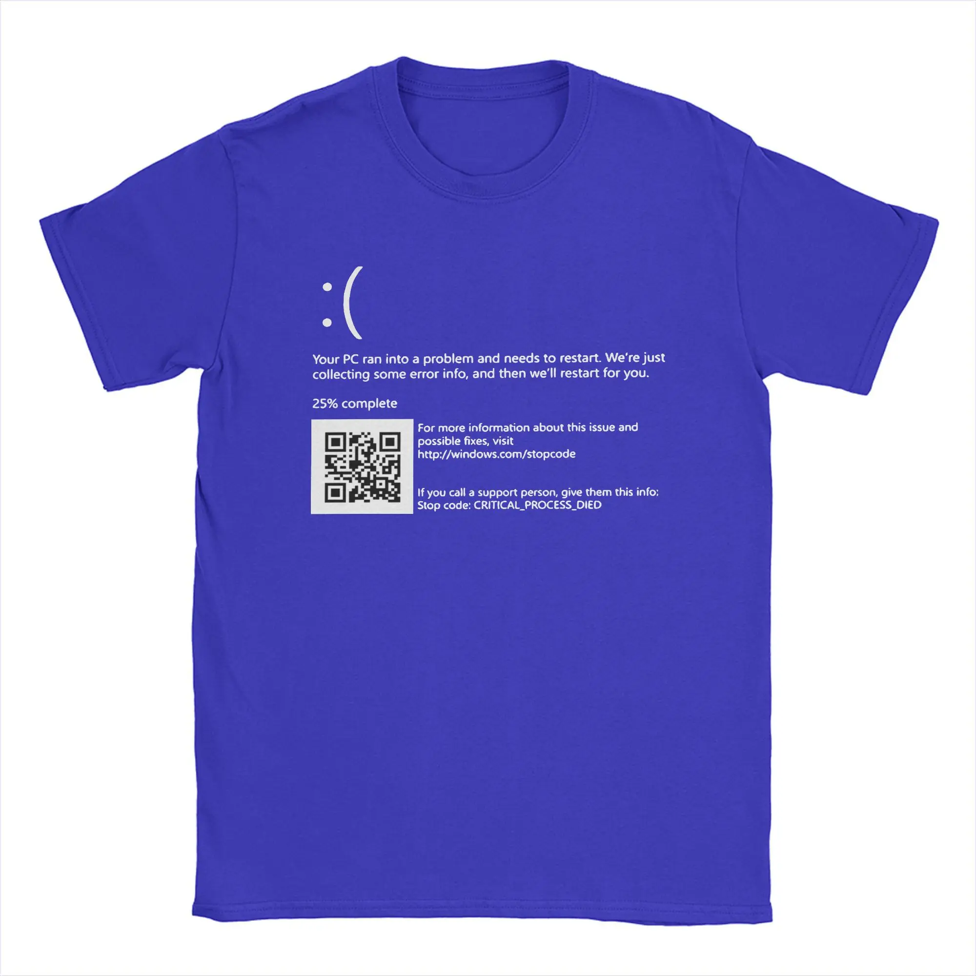 Футболка BSOD мужская с коротким рукавом, потрясающая хлопковая рубашка с круглым вырезом, с принтом синего экрана смерти, Windows 10