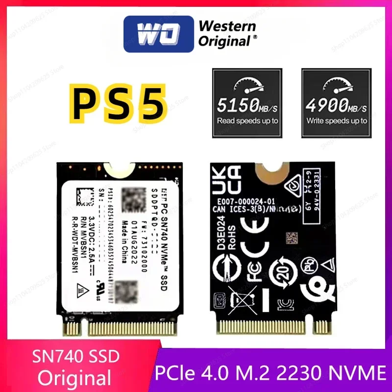 Оригинальный твердотельный накопитель SN740 2 ТБ, 1 ТБ, 512 ГБ M.2 2230 NVMe PCIe Gen 4x4 SSD для ноутбука Microsoft Surface ProX Surface 3 Steam Deck