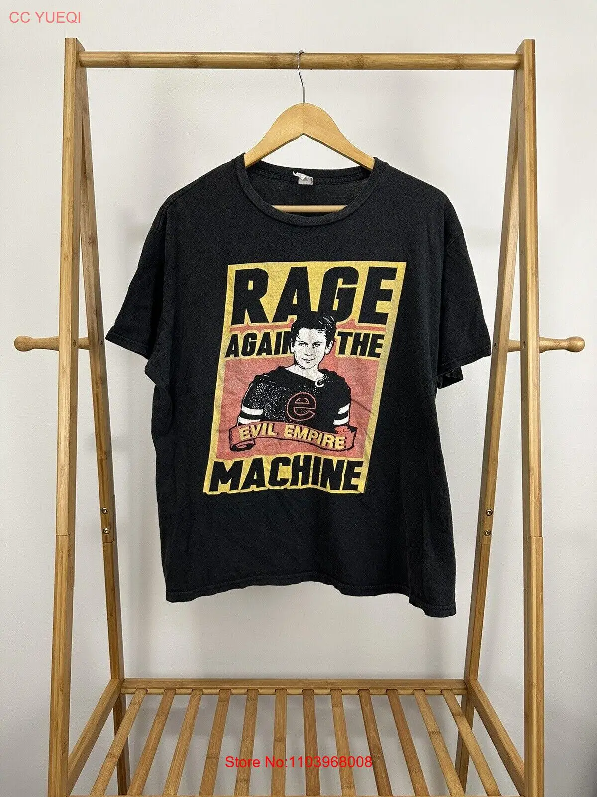 Большая выцветающая графическая промо-футболка VTG Rage против машины злого империи XL