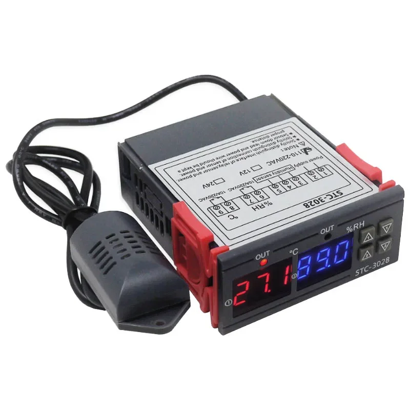 STC-3028 термостат с цифровым дисплеем, контроль температуры и влажности, термометр, гигрометр, контроллер инкубатора AC220V