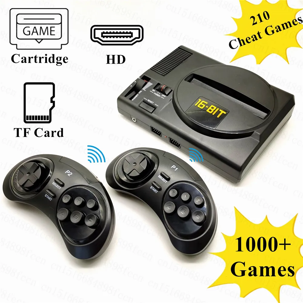 Новая беспроводная HD Ретро ТВ игровая консоль для Genesis для MegaDrive, 16 бит игр, поддержка TF-карты, 500 игр и картриджей