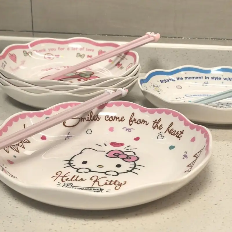 Фото Sanrio Hello Kitty My Melody Cinnamoroll Plate Hit Product Новый продукт Kawaii Мультфильм Аниме Портативный для взрослых Студентов Детский милый №3