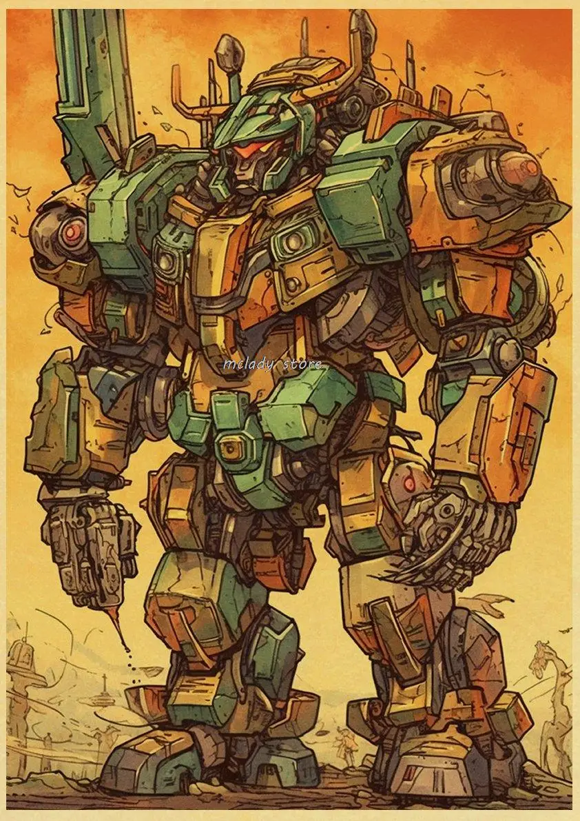 Фото Gundam плакаты, постеры аниме крафт-бумага, классические Настенные рисунки, винтажный домашний декор, подарок на день рождения, детская комната №2