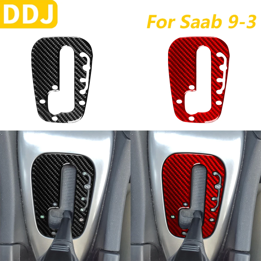Для Saab 9-3 2003-2011 настоящее углеродное волокно, центральная панель управления переключением передач, накладка, автомобильные аксессуары, наклейка для украшения интерьера