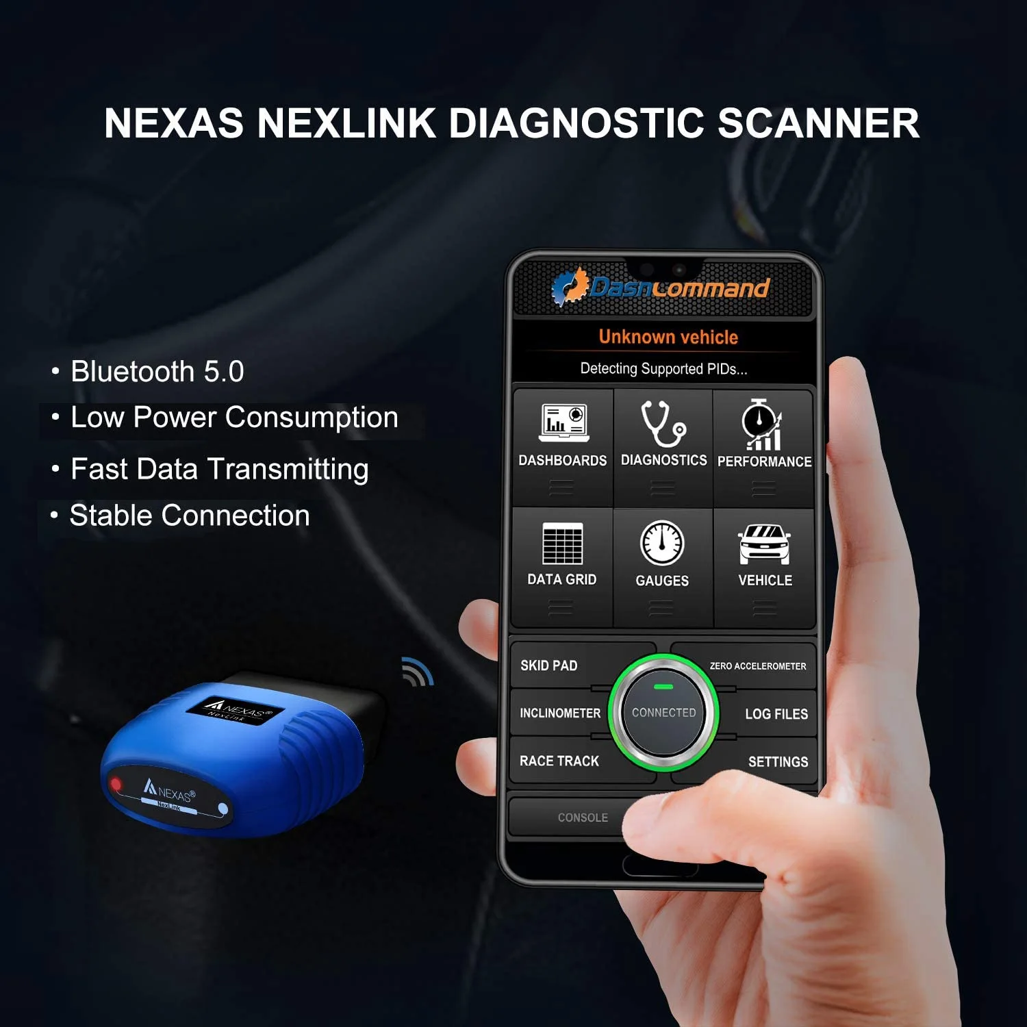 Фото Диагностический сканер NEXAS NexLink Bluetooth 5,0 для IOS, Android и ПК OBD2/EOBD, считыватель кодов неисправностей, диагностический сканер №3