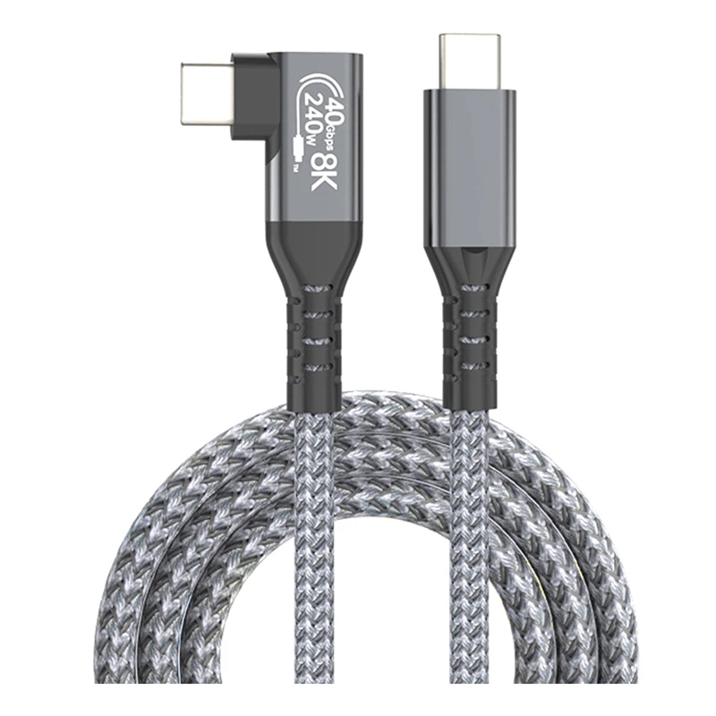 Кабель USB 4, 90 °, 40 Гбит/с, USB 4 Тип C, кабель для передачи данных, быстрая зарядка PD 240 Вт, передача видео 8K