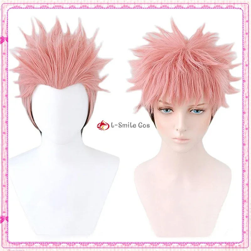 Anime Jujutsu Kaisen Cosplay Ryomen Sukuna Wig Jujutsu Kaisen Yuji Itadori Pink Black Short Heat Resistant Fiber Hair + Wig Cap