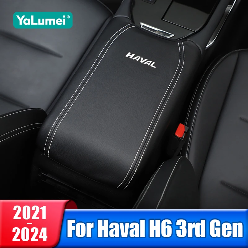 Чехол на подлокотник центральной консоли автомобиля для Haval H6 3-го поколения 2021 2022 2023 2024 PHEV, кожаный чехол из микрофибры, аксессуары