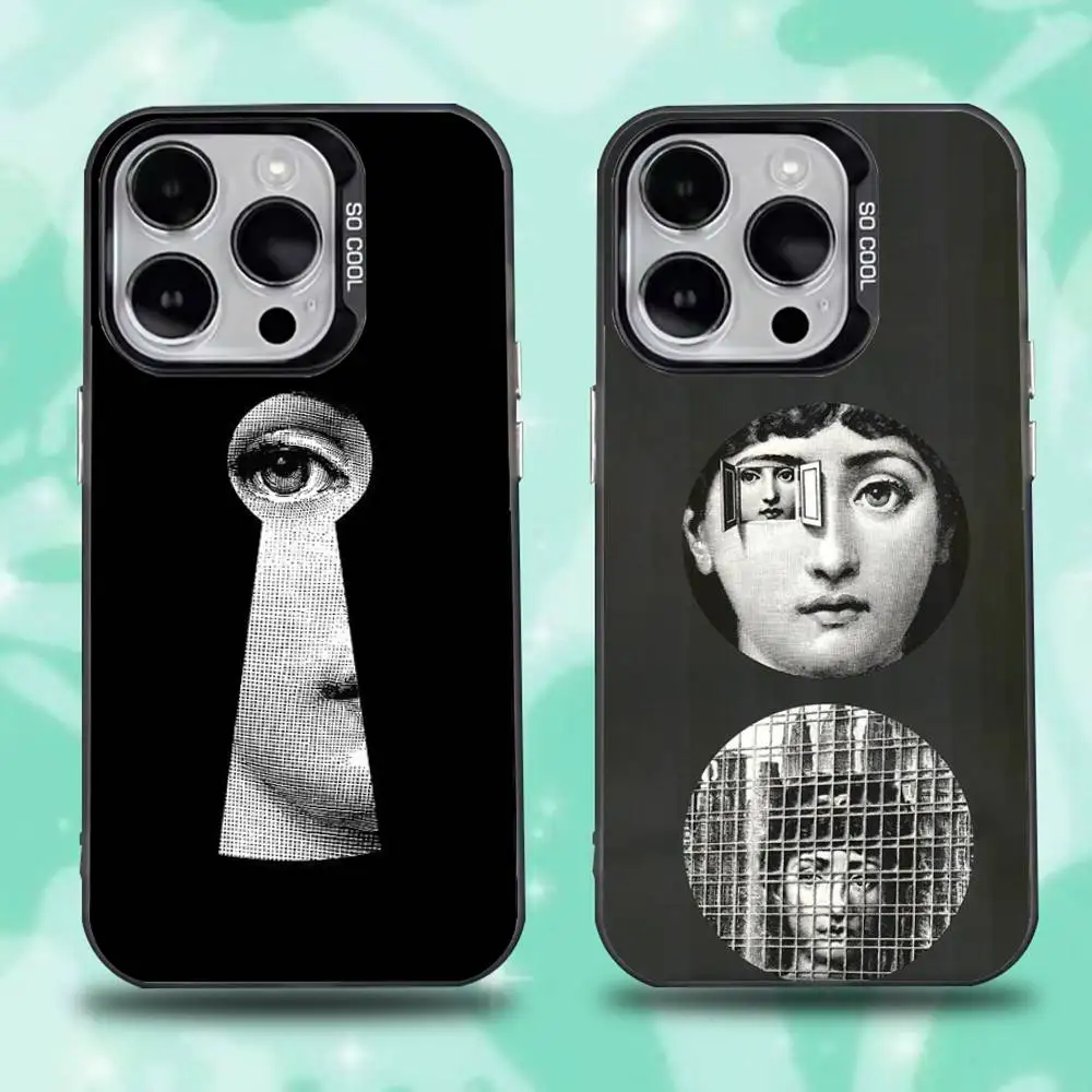 Чехол для телефона Face Art P-Piero F-Fornasetti для iPhone 16,15,14,13,12,11, Mini, Pro, E, SE4, XS, MAX Black Candy Matte Cover