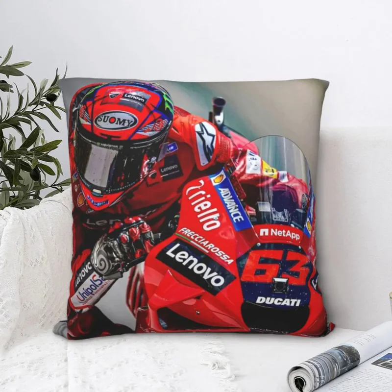 Квадратная наволочка Франческо Bagnaia, наволочка из полиэстера, бархатная Наволочка на молнии, декоративная комфортная наволочка для дома и автомобиля