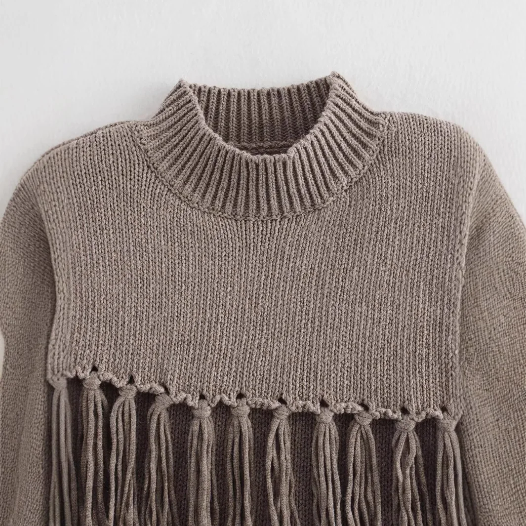 Vrouwen Mode Mouwloze Cascading Kwastje Breien Vest Trui Vrouwelijke Chic Stand Kraag Vest Trui Tops