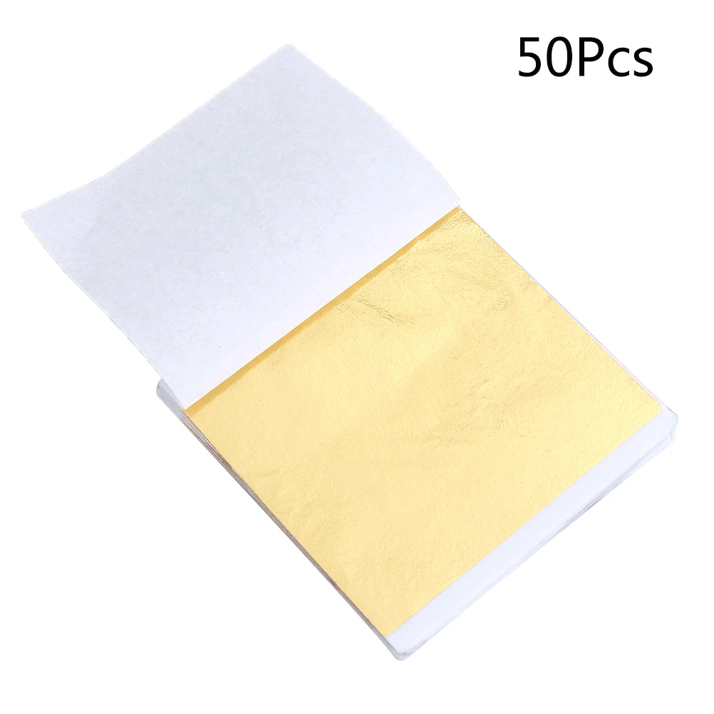 50 шт. 8X8,5 см, имитация золотой фольги, декоративная фольга, бумага для позолоты, керамики, дерева, стекла, металла, ткани, пластика