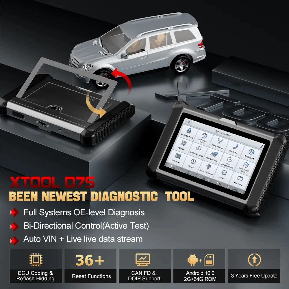 Фото Автомобильный сканер XTOOL D7S, кодирование ЭКУ, DOIP и CANFD, активный тест, 36 + специальные функции, DPF, SAS, бесплатное программное обеспечение/обновление, прямая дата №3