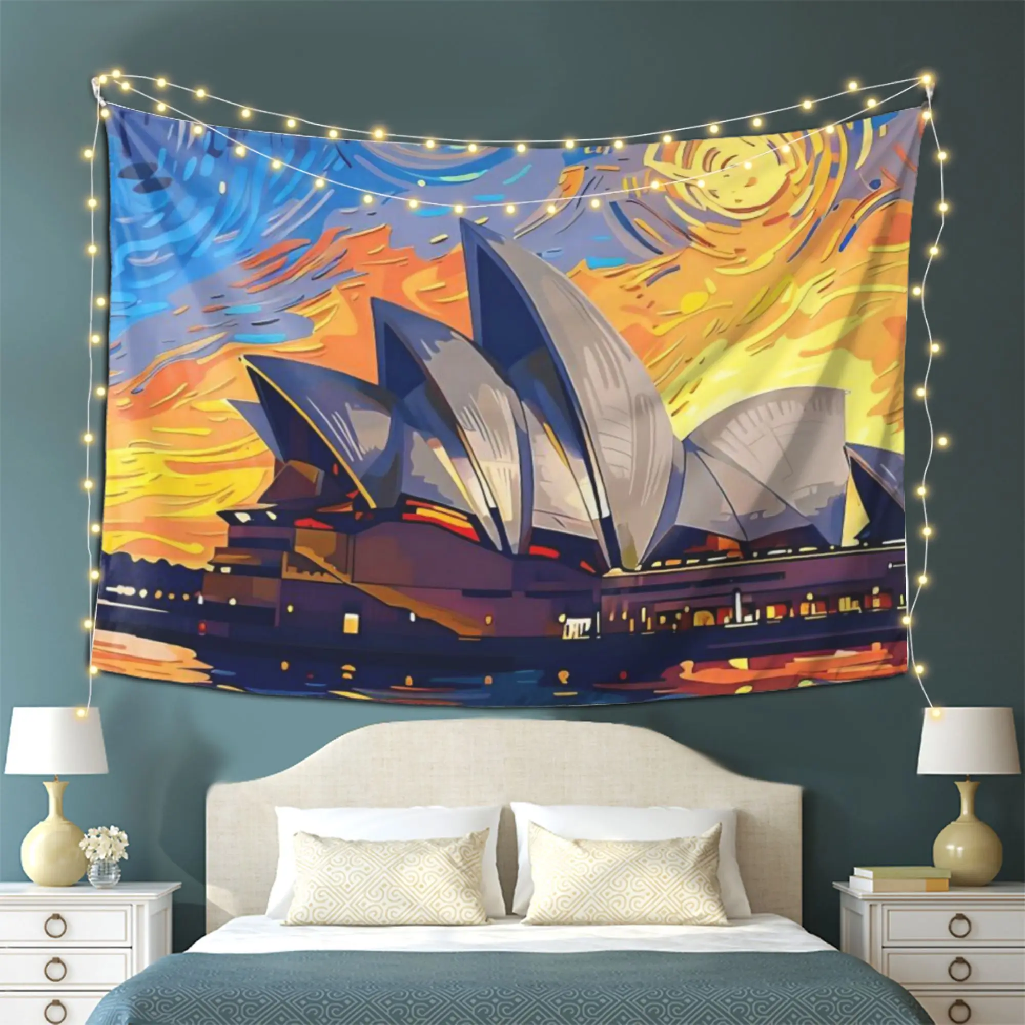 Фото Гобелен Sydney Opera House — современное настенное искусство для домашнего стиля, идеально подходит для гостиных и спален, уникальный дизайн №2