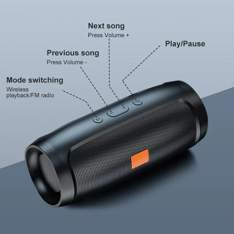 Фото TF USB Bluetooth-динамик Двойной динамик Стерео Открытый Tfusb Воспроизведение FM Голосовое вещание Портативный сабвуфер Беспроводной динамик №5