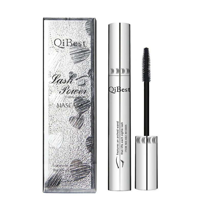 Водостойкая тушь Qibest Silver Tube Make Long & Curl Eyelashes Not Dizzy Легко удаляемая черная тушь Everlong Lasting