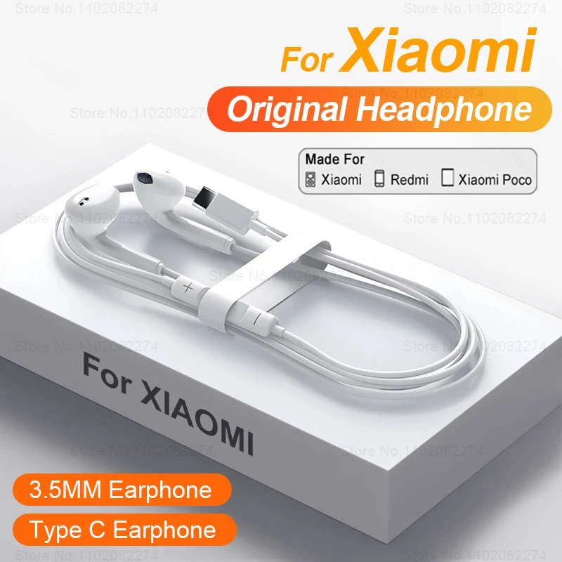 Для Xiaomi оригинальные проводные наушники типа C Mi 13 12 11 Pro Ultra 3,5 мм наушники-вкладыши для Redmi Note 11 12 Turbo наушники-вкладыши гарнитура