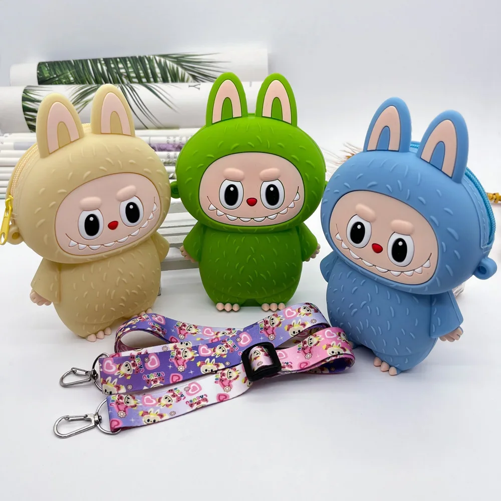 Новая детская милая сумка-мессенджер Labubu kawaii, силиконовая сумка, милые дорожные аксессуары с героями мультфильмов, сумка через плечо, детский подарок