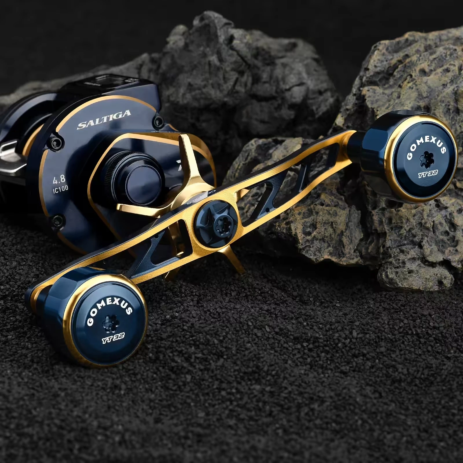 Рукоятка Gomexus для катушки Daiwa Saltiga IC 130 мм, двойная рукоятка с алюминиевыми ручками.