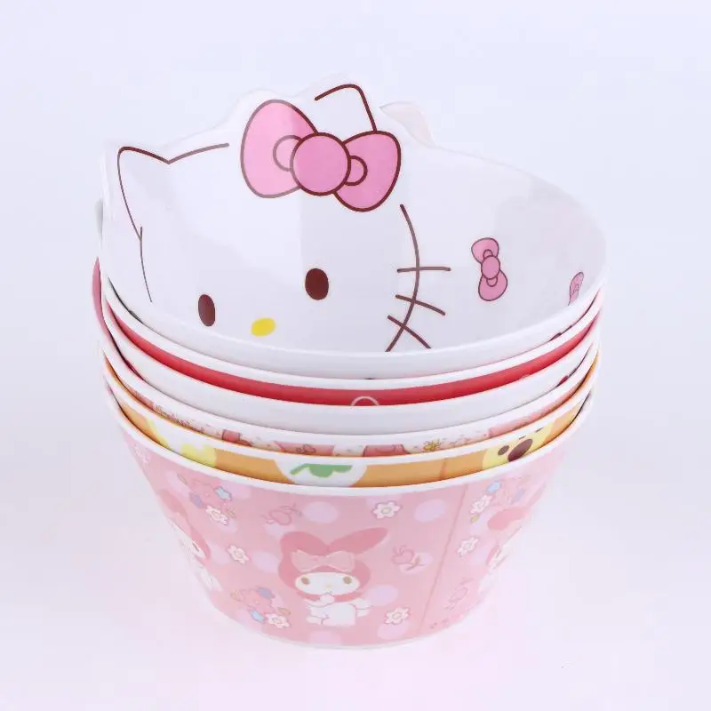 Фото 1 шт. Kawaii Hello Kitty Sanrio аниме мелодия детская мультяшная миска посуда модное моделирование анти-падение суповая миска №5