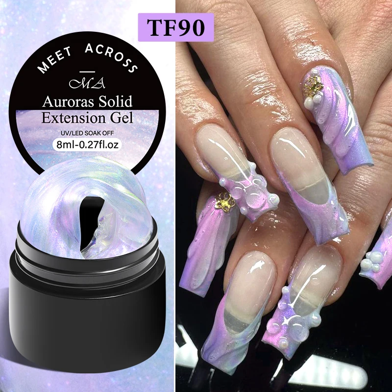 MEET ACROSS 8ml Auroras Неклейкая рука для удлинения ногтей гель гравировка цветок 3D форма акриловый жесткий гель полировка эффект вспышки
