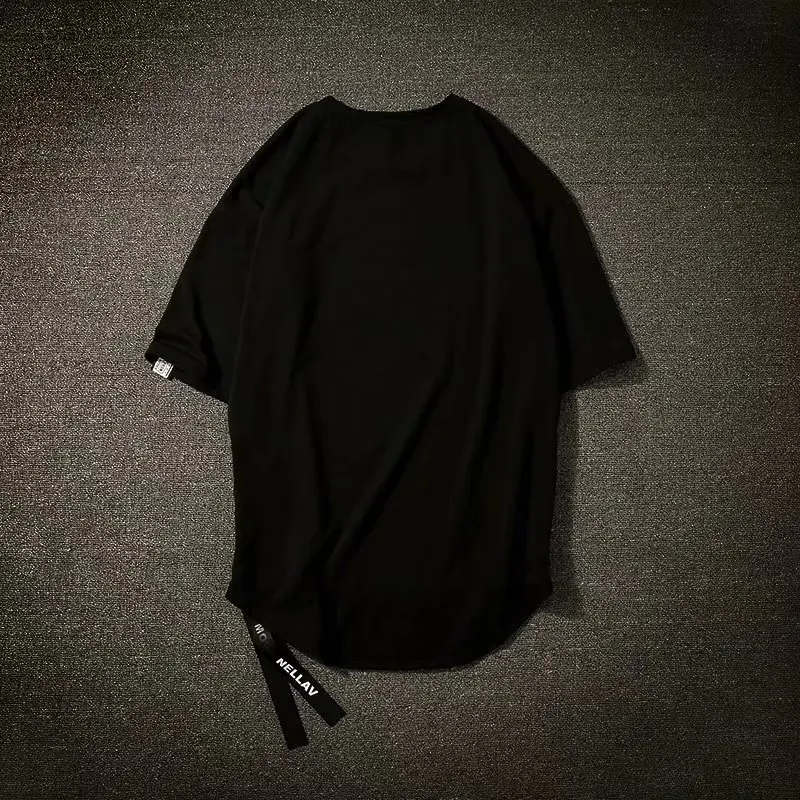 Фото Футболка Techwear мужская оверсайз, тенниска из 100% хлопка на молнии с короткими рукавами, Стильная майка-карго в стиле хип-хоп, лето №2