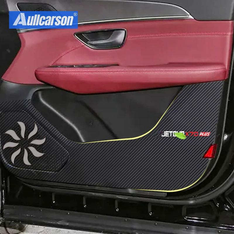 Для Jetour X70 Plus 2023 2024, защитные наклейки на дверную противоударную накладку, углеродное волокно, внутренняя боковая пленка, автомобильные аксессуары, 4 шт.