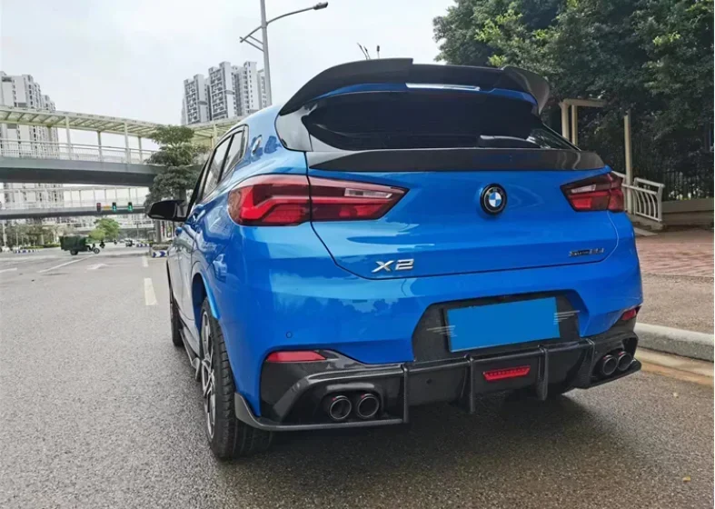 Фото Подходит для BMW X2 F39 2020 2021 2022 2023, высококачественный задний спойлер из настоящего углеродного волокна на крыше багажника, крышка крыла, комплект кузова №3