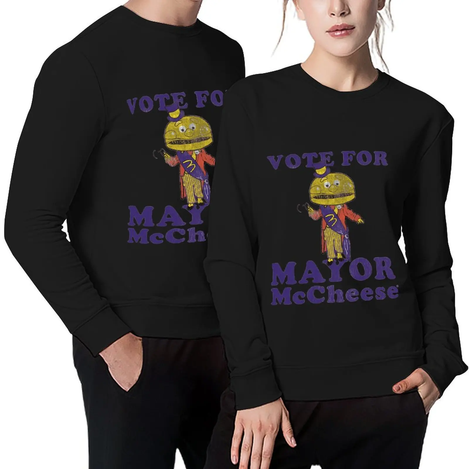Голосуйте для мера McCheese-Vintage Repro Pullover, одежда в стиле аниме, одежда для мужчин, мужская одежда, осенняя толстовка с капюшоном для мужчин